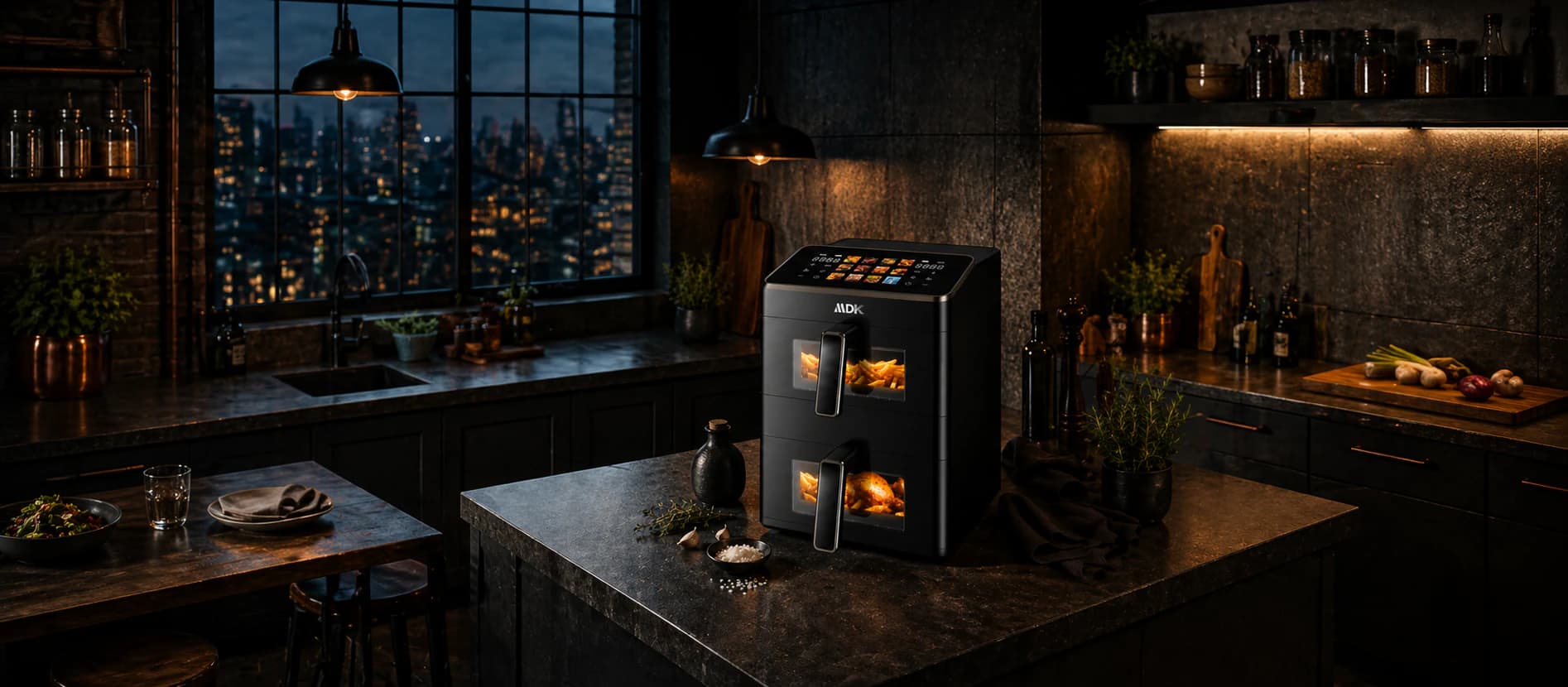 Air Fryer Double 12 L — Noir en situation